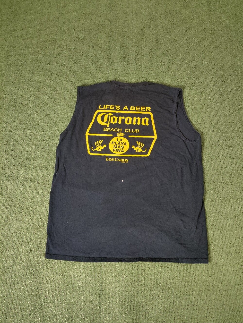 Corona Beach Club "Life's a Beer" Los Cabos Mexico Vacation Tourist Navy Blue Ta